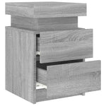 HKH Conjunto de 2 Mesas de Cabeceira com Luzes Led Cinza Sonoma