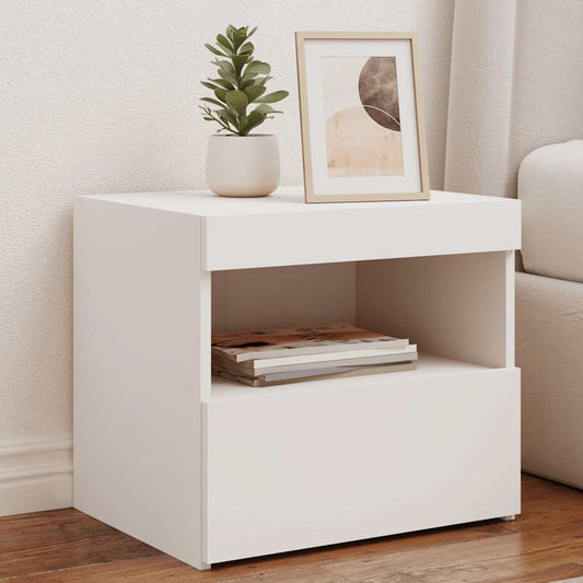 HKH Mesa de Cabeceira com Luzes Led - Branco