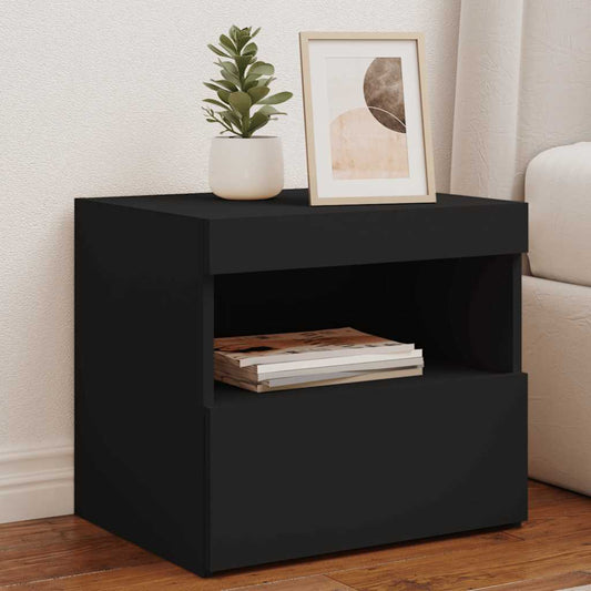 HKH Mesa de Cabeceira com Luzes Led - Preto