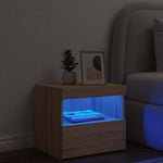 HKH Mesa de Cabeceira com Luzes Led Sonoma em Carvalho