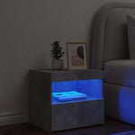 HKH Mesa de Cabeceira com Luzes Led - Cinza Cimento