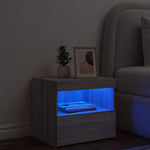 HKH Mesa de Cabeceira com Luzes Led - Sonoma - Cinzento