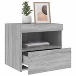 HKH Mesa de Cabeceira com Luzes Led - Sonoma - Cinzento