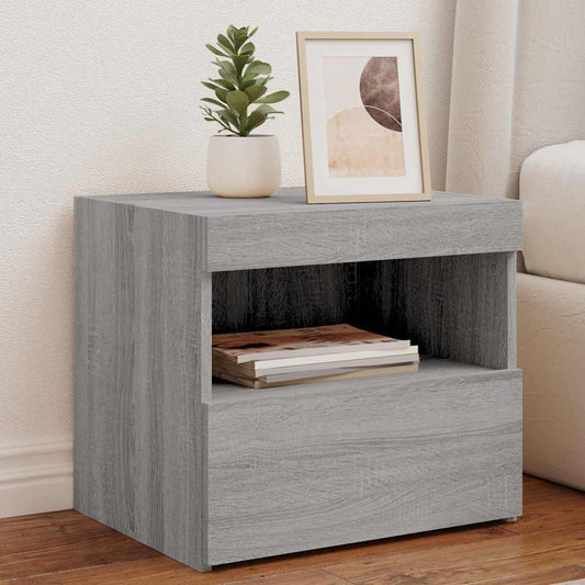 HKH Mesa de Cabeceira com Luzes Led - Sonoma - Cinzento