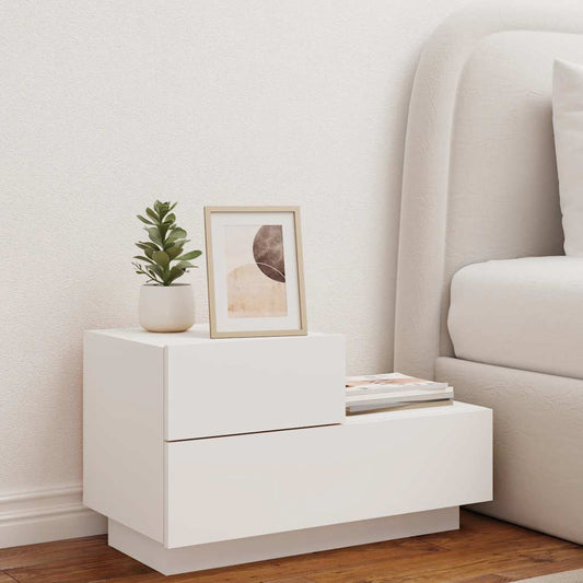 HKH Mesa de Cabeceira com Luzes Led - Branco