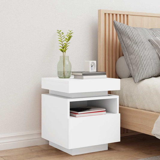 HKH Mesa de Cabeceira com Luzes Led - Branco
