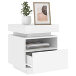 HKH Conjunto de 2 Mesas de Cabeceira com Luz Led - Branco