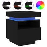 HKH Conjunto de 2 Mesas de Cabeceira com Luz Led - Preto