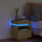HKH Mesa de Cabeceira com Luzes Led Sonoma em Carvalho