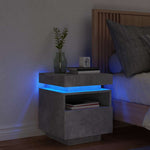 HKH Mesa de Cabeceira com Luzes Led - Cinza Cimento