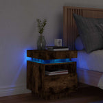 HKH Mesa de Cabeceira com Leds Fumado em Carvalho