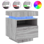 HKH Conjunto de 2 Mesas de Cabeceira com Luzes Led Cinza Sonoma