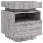 HKH Conjunto de 2 Mesas de Cabeceira com Luzes Led Cinza Sonoma