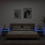 HKH Conjunto de 2 Mesas de Cabeceira com Luzes Led Cinza Sonoma
