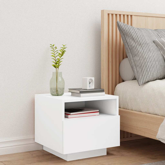 HKH Mesa de Cabeceira com Luzes Led - Branco