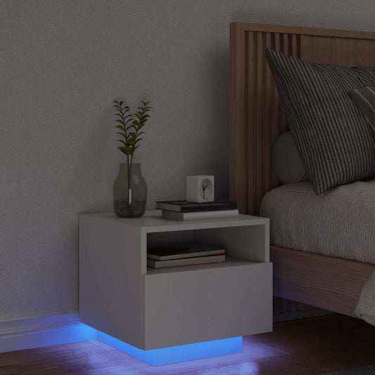 HKH Mesa de Cabeceira com Luzes Led - Branco
