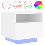 HKH Conjunto de 2 Mesas de Cabeceira com Luz Led - Branco