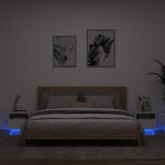 HKH Conjunto de 2 Mesas de Cabeceira com Luz Led - Branco