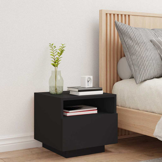 HKH Mesa de Cabeceira com Luzes Led - Preto