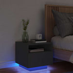 HKH Mesa de Cabeceira com Luzes Led - Preto