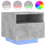 HKH Conjunto de 2 Mesas de Cabeceira com Luzes Led - Cinza Cimento