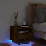 HKH Mesa de Cabeceira com Luzes Led Fumado em Carvalho