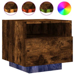 HKH Conjunto de 2 Mesas de Cabeceira com Luzes Led Fumado em Carvalho
