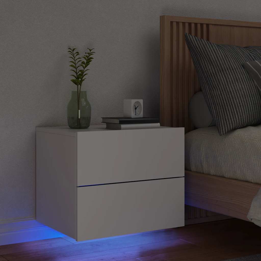 HKH Mesa de Cabeceira de Parede com Luzes Led - Branco