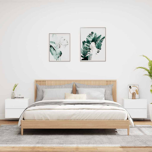 HKH Conjunto de 2 Mesas de Cabeceira de Parede com Luzes Led - Branco