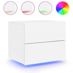 HKH Conjunto de 2 Mesas de Cabeceira de Parede com Luzes Led - Branco