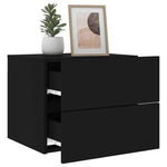 HKH Conjunto de 2 Mesas de Cabeceira de Parede com Luzes Led - Preto