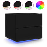 HKH Conjunto de 2 Mesas de Cabeceira de Parede com Luzes Led - Preto