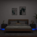 HKH Conjunto de 2 Mesas de Cabeceira de Parede com Luzes Led - Preto