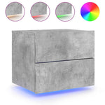 HKH Conjunto de 2 Mesas de Cabeceira de Parede com Luzes Led - Cinza Cimento