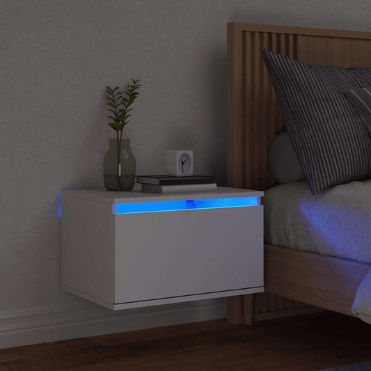 HKH Mesa de Cabeceira de Parede com Luzes Led - Branco