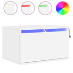 HKH Conjunto de 2 Mesas de Cabeceira de Parede com Luzes Led - Branco