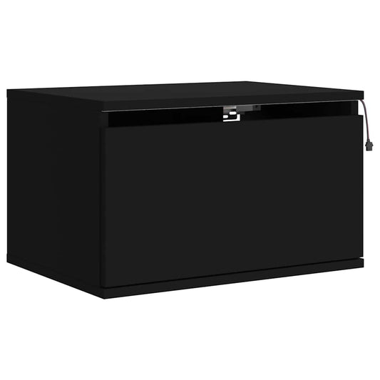 HKH Mesa de Cabeceira de Parede com Luzes Led - Preto