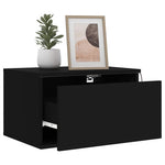HKH Mesa de Cabeceira de Parede com Luzes Led - Preto