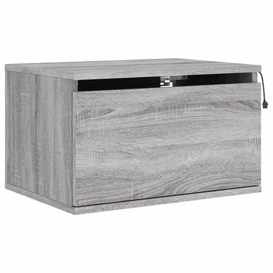 HKH Mesa de Cabeceira de Parede com Luzes Led Sonoma - Cinzento