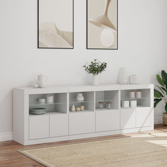 HKH Aparador Moderno em derivados de Madeira, Vidro com Luzes Led 202 X 37 X 67 Cm - Branco
