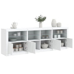 HKH Aparador Moderno en derivados de Madera, Vidrio con Luces Led 202 X 37 X 67 Cm - Blanco