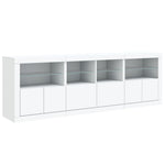 HKH Aparador Moderno en derivados de Madera, Vidrio con Luces Led 202 X 37 X 67 Cm - Blanco