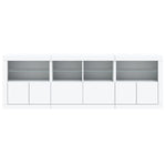 HKH Aparador Moderno en derivados de Madera, Vidrio con Luces Led 202 X 37 X 67 Cm - Blanco