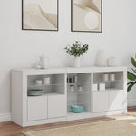 HKH Aparador Moderno de derivados de Madera, Vidrio con Luces Led 162 x 37 x 67 cm - Blanco