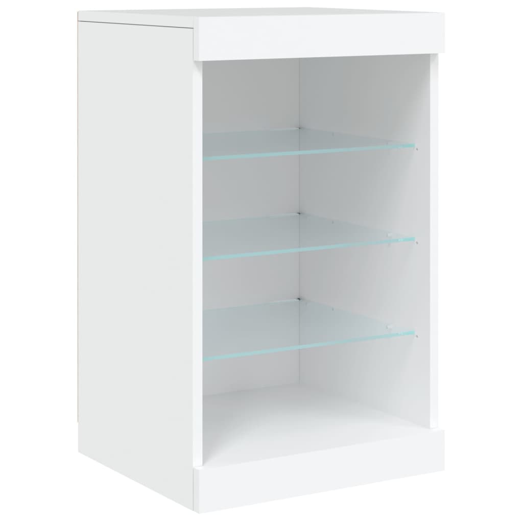 HKH Aparador Moderno de derivados de Madera, Vidrio con Luces Led 162 x 37 x 67 cm - Blanco
