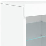 HKH Aparador Moderno de derivados de Madera, Vidrio con Luces Led 162 x 37 x 67 cm - Blanco