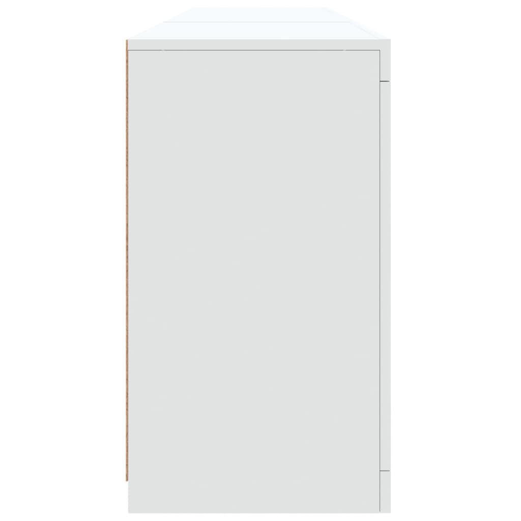 HKH Aparador Moderno de derivados de Madera, Vidrio con Luces Led 162 x 37 x 67 cm - Blanco