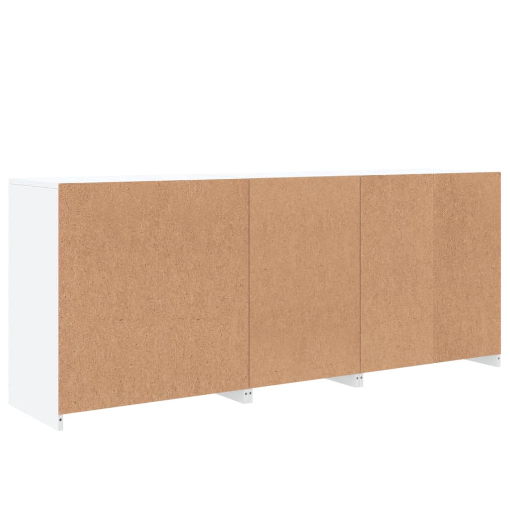 HKH Aparador Moderno de derivados de Madera, Vidrio con Luces Led 162 x 37 x 67 cm - Blanco