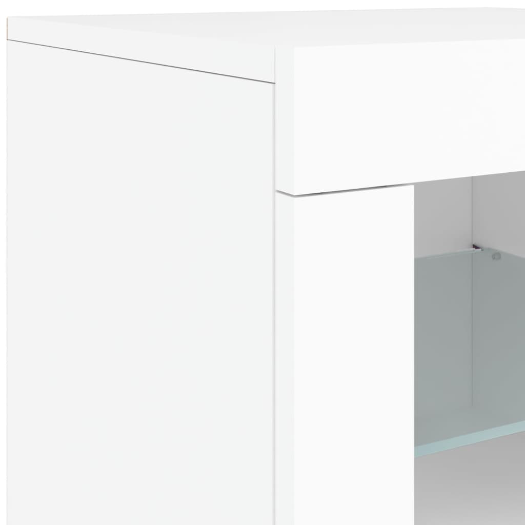 HKH Aparador Moderno de derivados de Madera, Vidrio con Luces Led 162 x 37 x 67 cm - Blanco