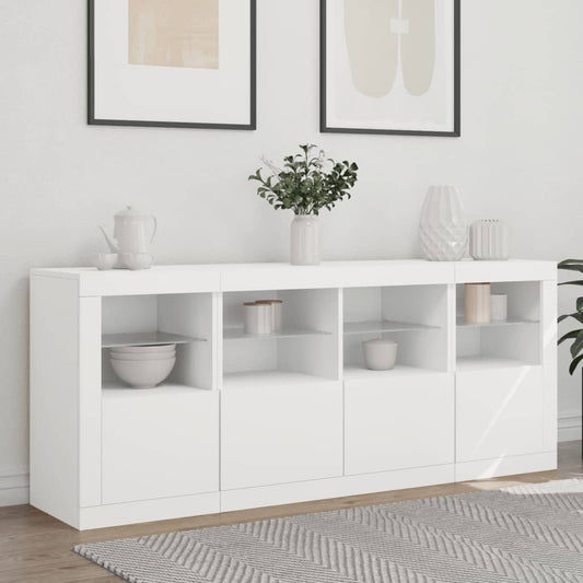 HKH Aparador Moderno em derivados de Madeira, Vidro com Luzes Led 163 X 37 X 67 Cm - Branco